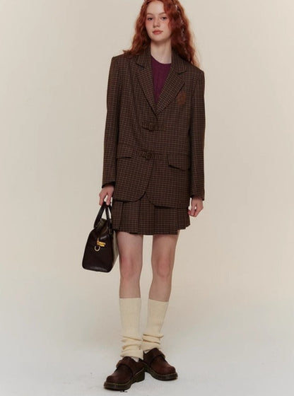 American Retro College Gürtelschnalle Brown Blazer Sets