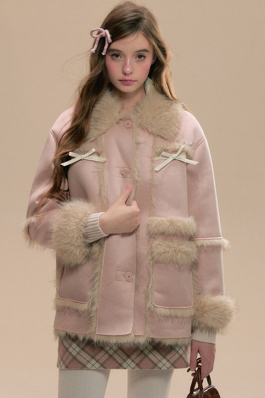 Fur Integrated Pink Cedar Coat