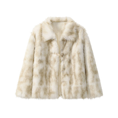 Gradient embellished thermal fur coat