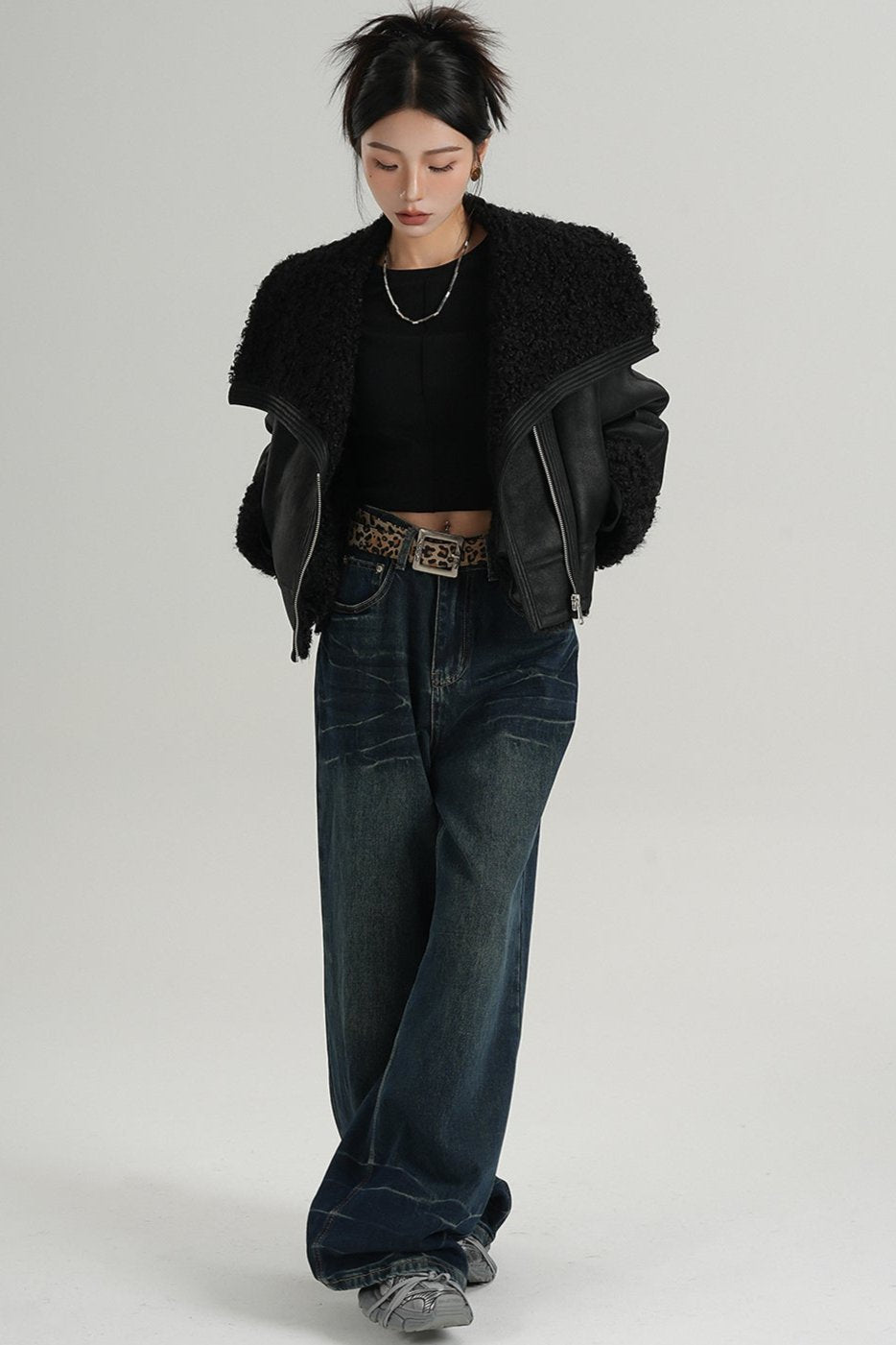 Big Lapel PU Fur Short Coat