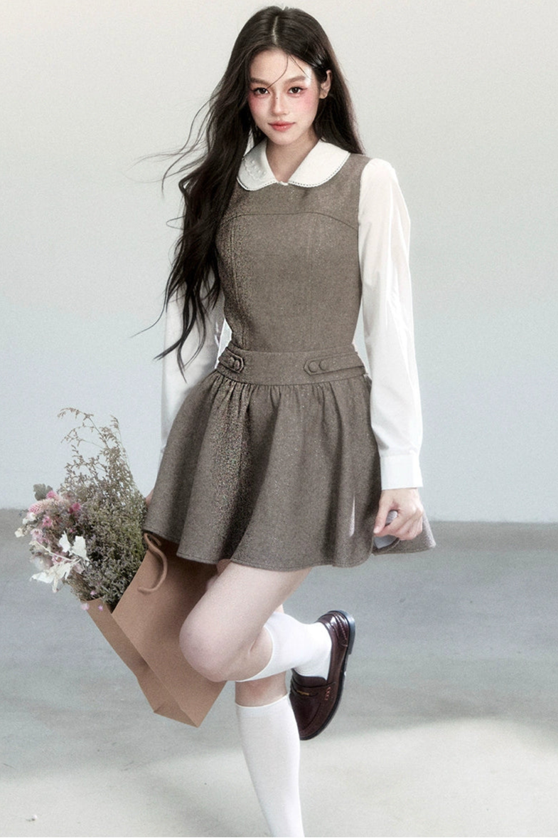 Fragile Pine Vest Dress And Shirt Set-Up