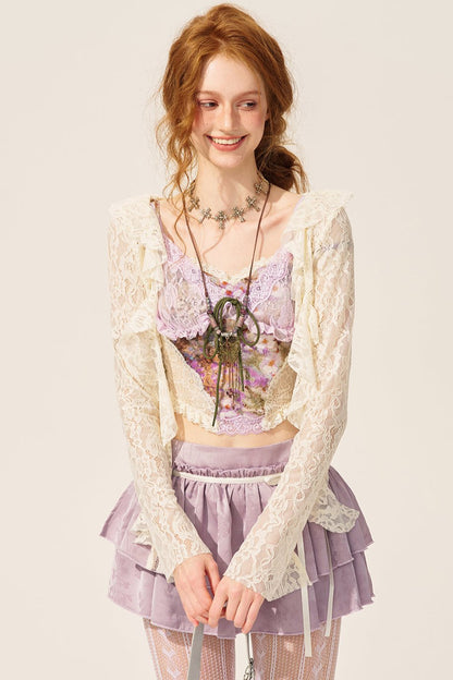 Purple Haze Lace Top And Skirt Set-Up