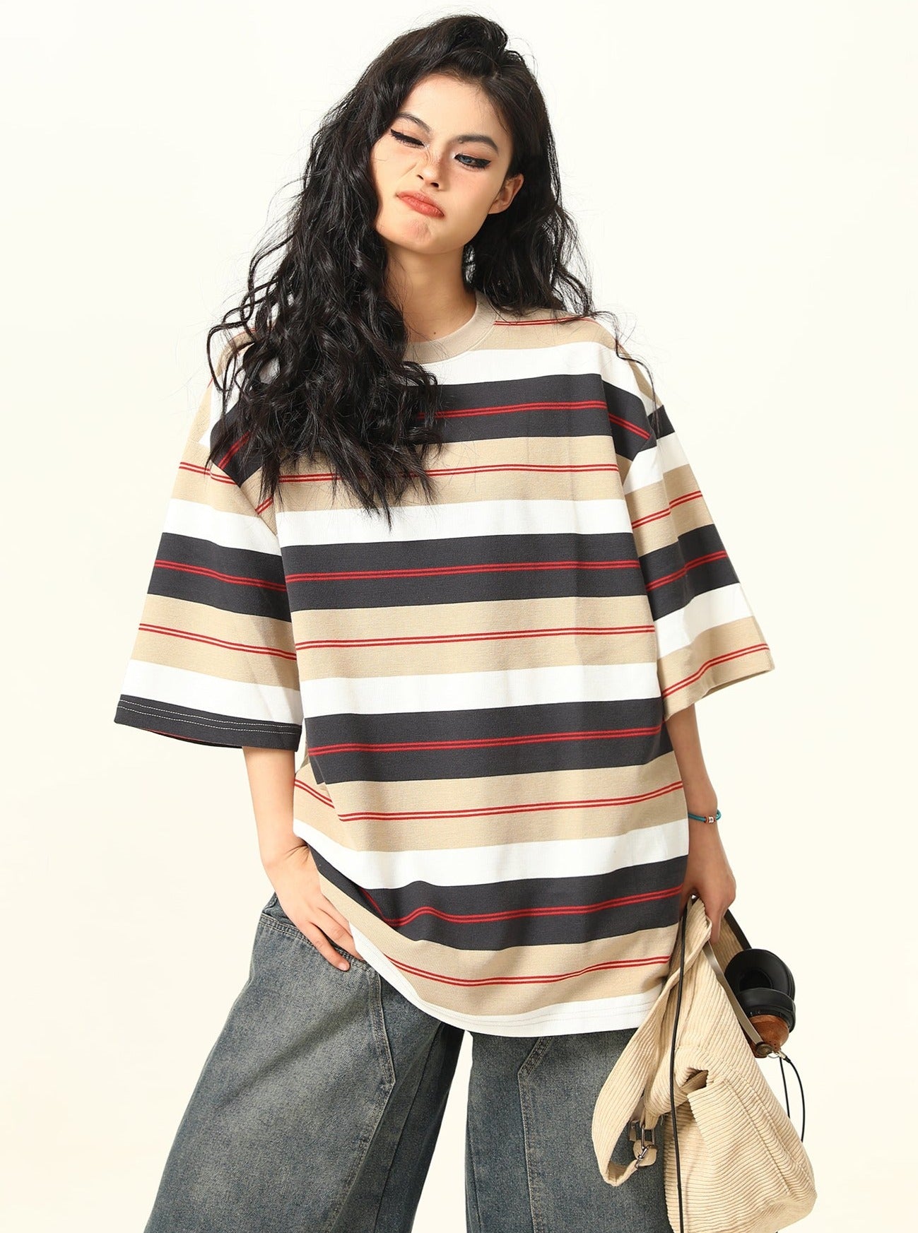 Retro Contrast Striped T-Shirt