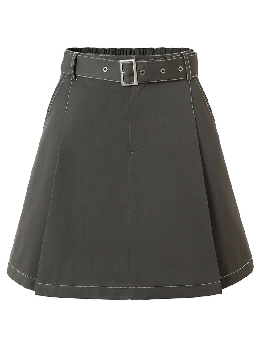 High Waist Contrast Short Skirt