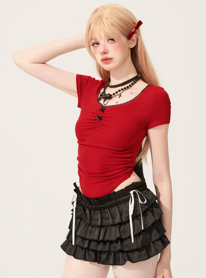 Red Heat Wave Crop Top