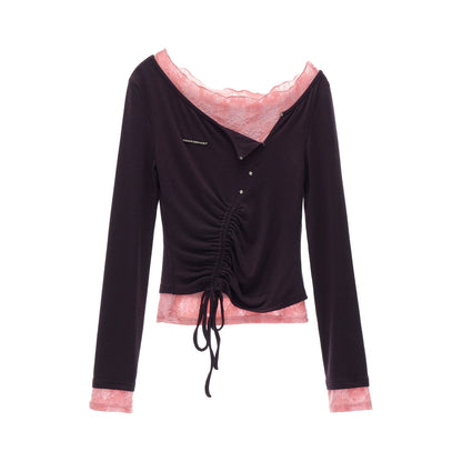 Slim Lace Sleeve T-Shirt