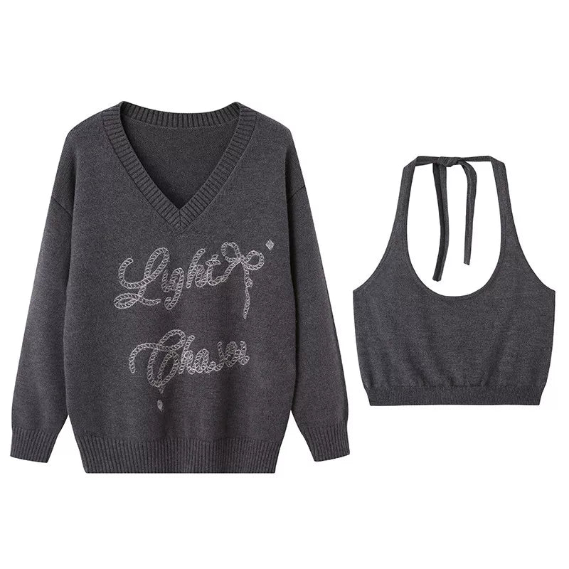 Knitted Two-Piece Sweater Pants Set