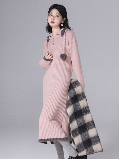 Pink wool hat dress