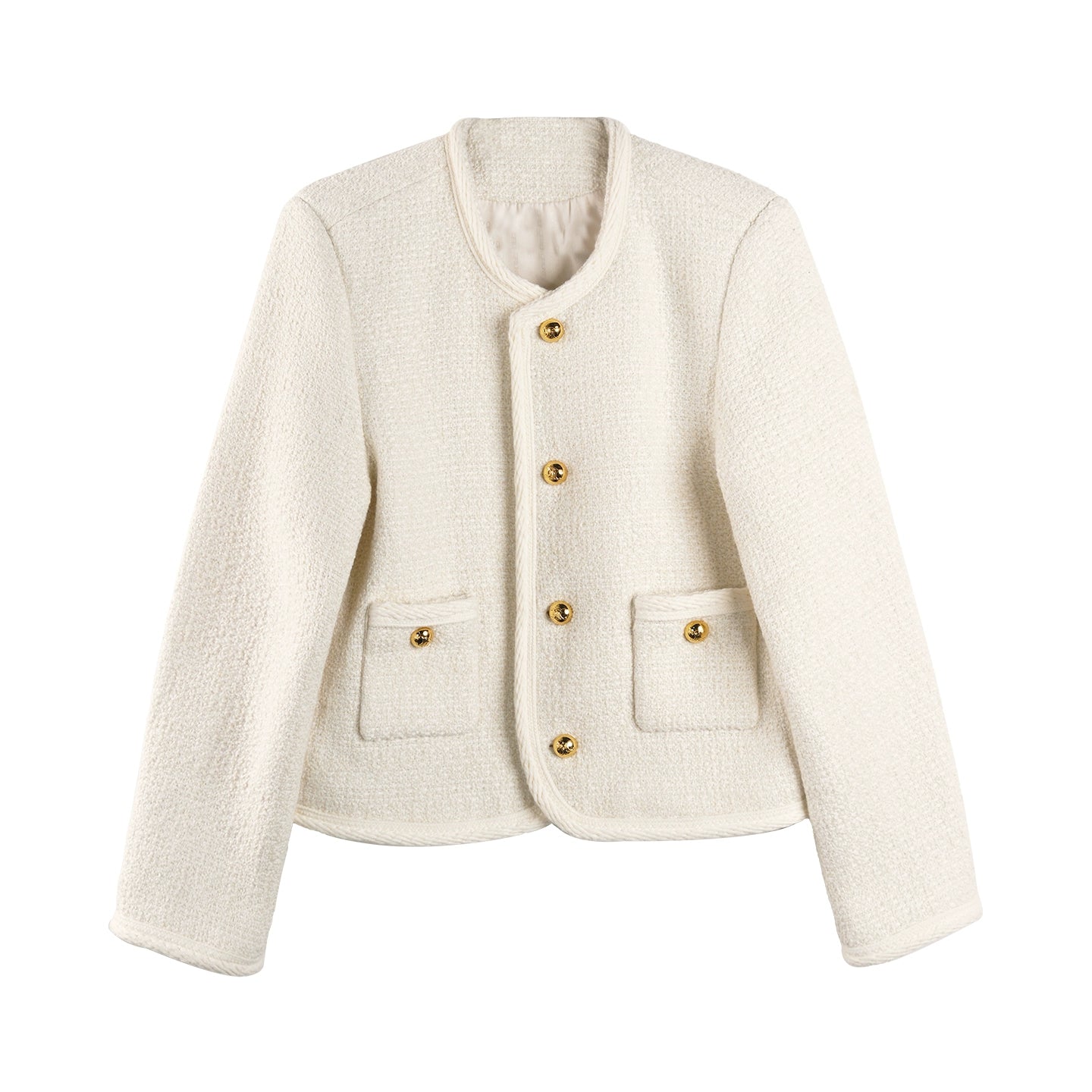 French Style Wool Tweed Top Coat