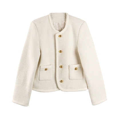 French Style Wool Tweed Top Coat