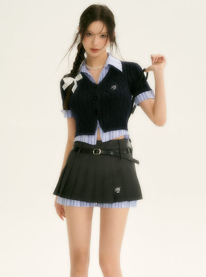 Short Sleeve Pleated Skirt