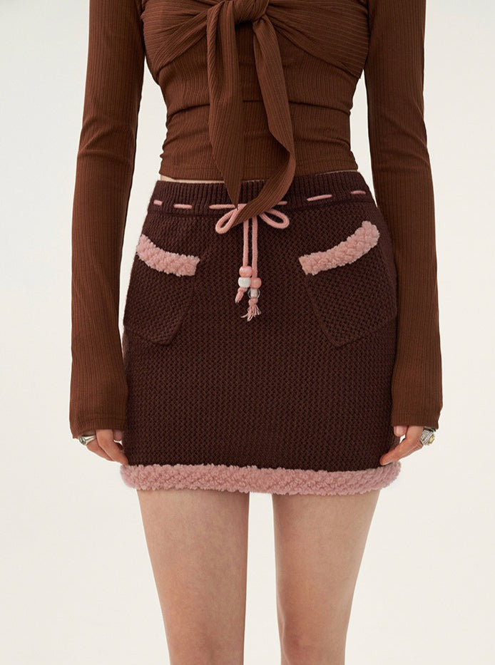 Maillard Pocket Short Knit Skirt