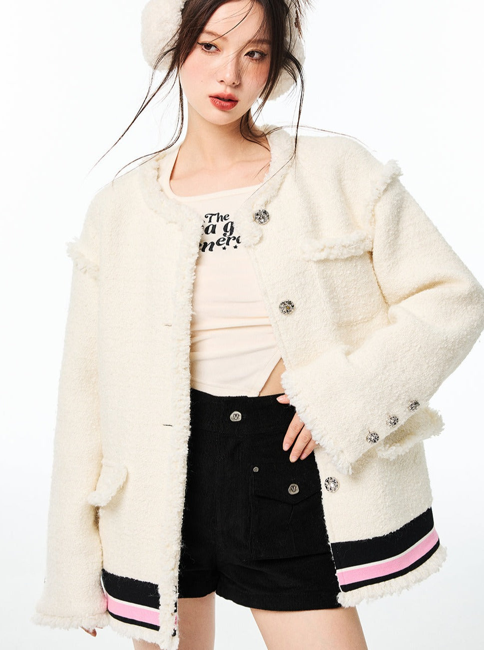 Imitation lamb's wool short coat