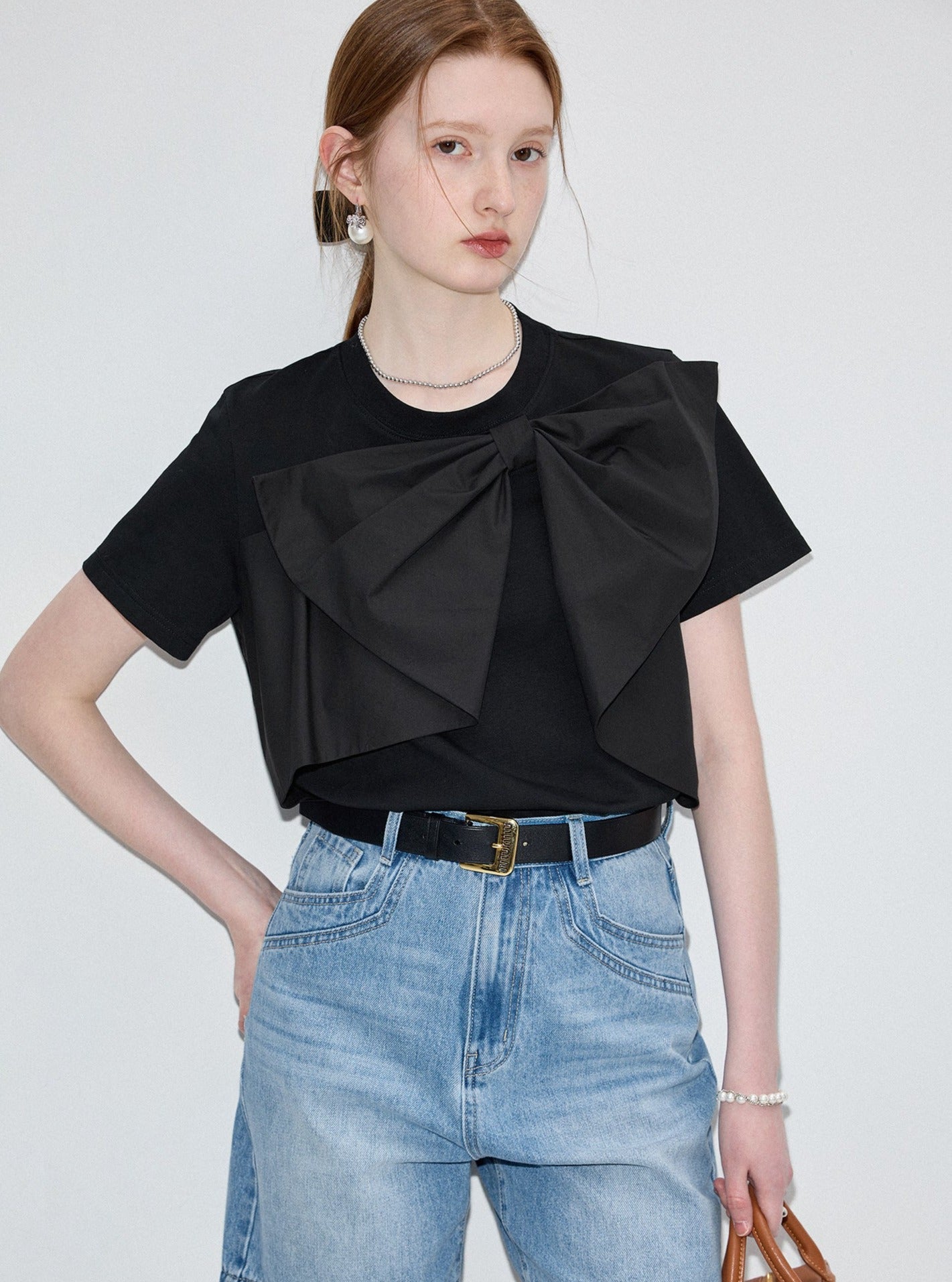 Bow Detail Black T-Shirt And Dress