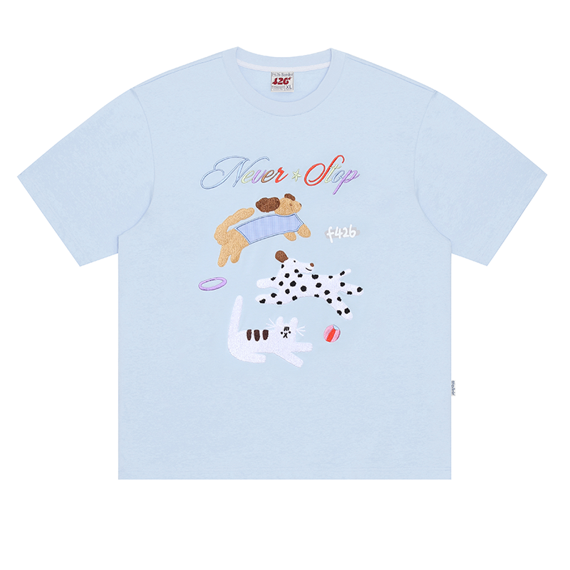 Cat Dog Embroidered T-shirt