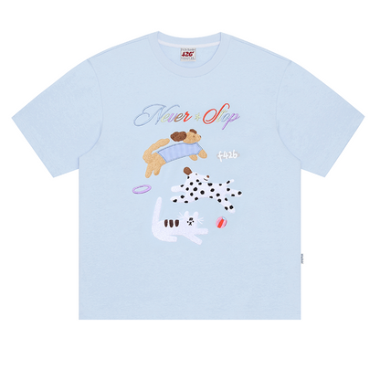 Cat Dog Embroidered T-shirt