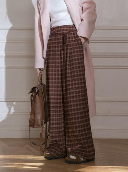 Checked wide-leg trousers