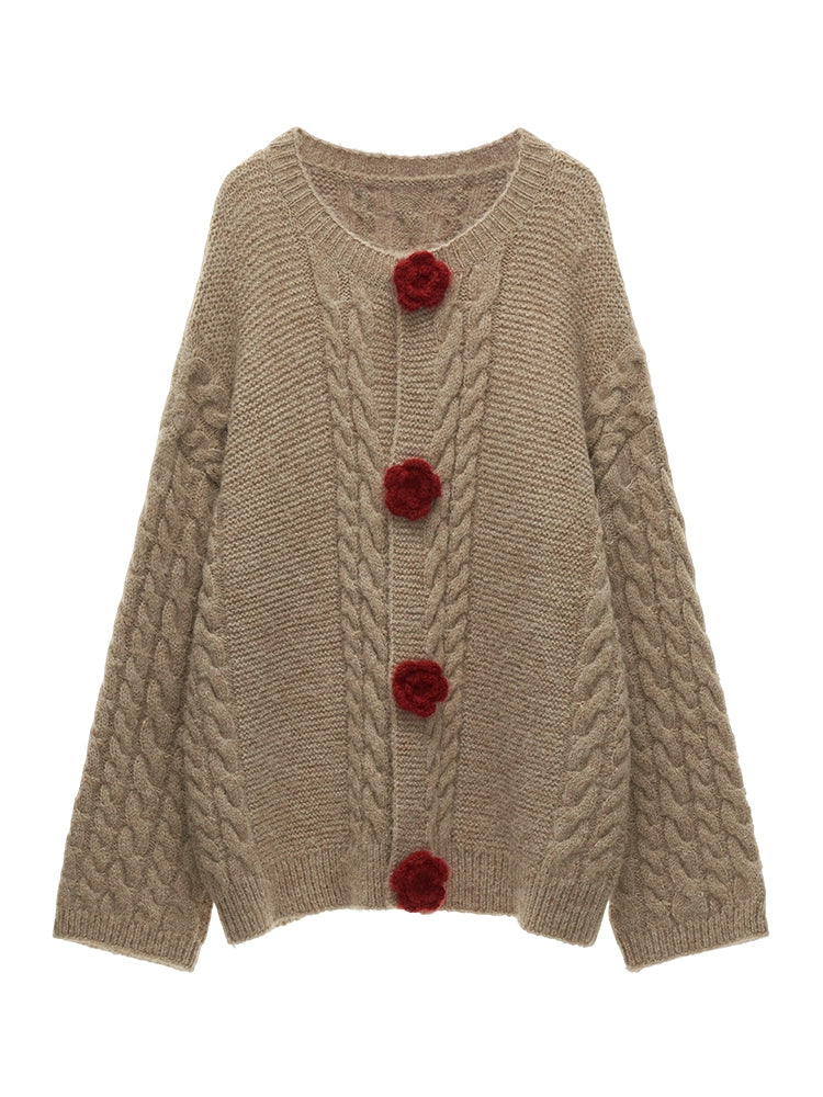 Twist Flower Wool Cardigan