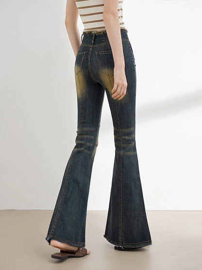 Retro-Bootcut-Jeans Raw Pants