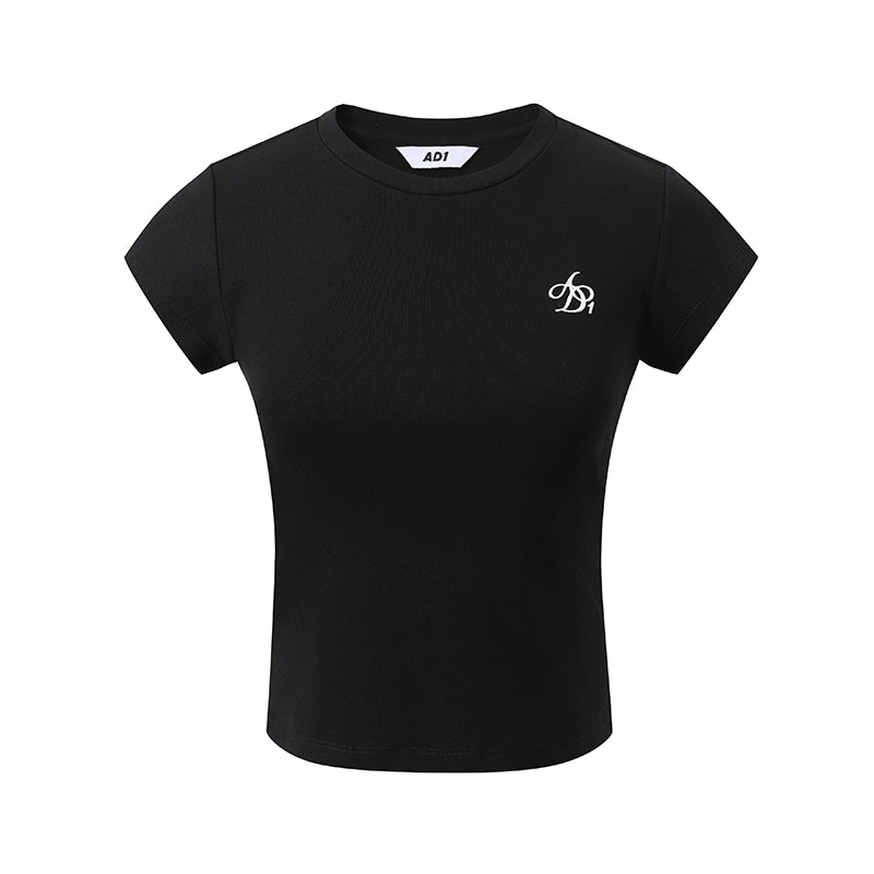 Solid Crew Neck Crop Top