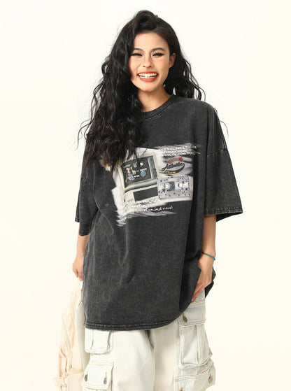 Retro TV Print T-Shirt