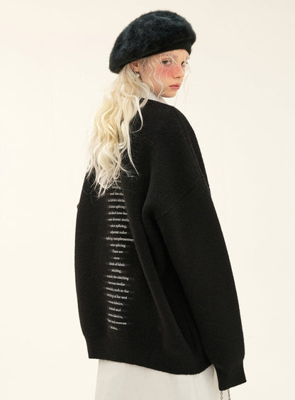 loose rubber bottom print sweater