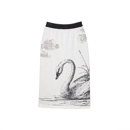 Slimming Hand-Painted Black & White Skirt