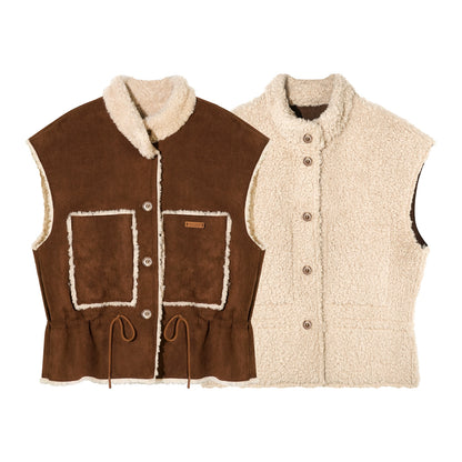 Reversible Fur Suede Vest Jacket