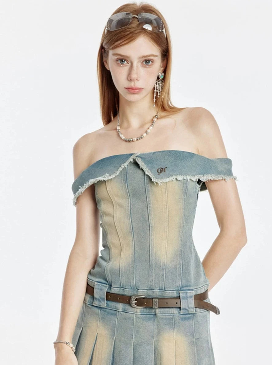 One-Shoulder Denim Dress