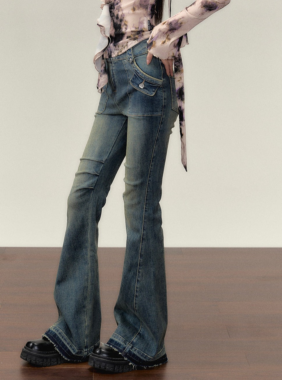 Vintage Blue Bootcut Jeans Pants