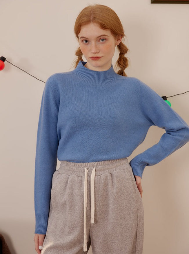 Ｗool semi-turtleneck tops