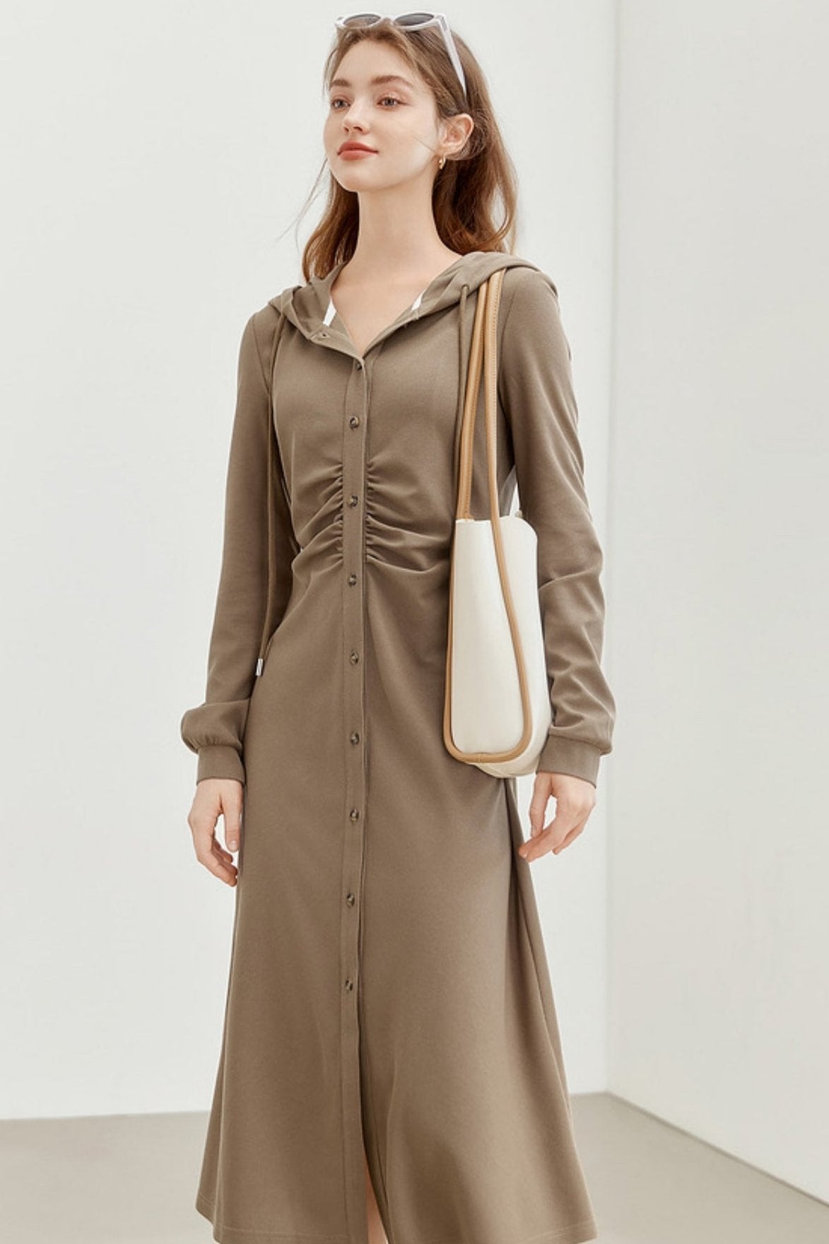 Hooded Slim Cardigan Dress