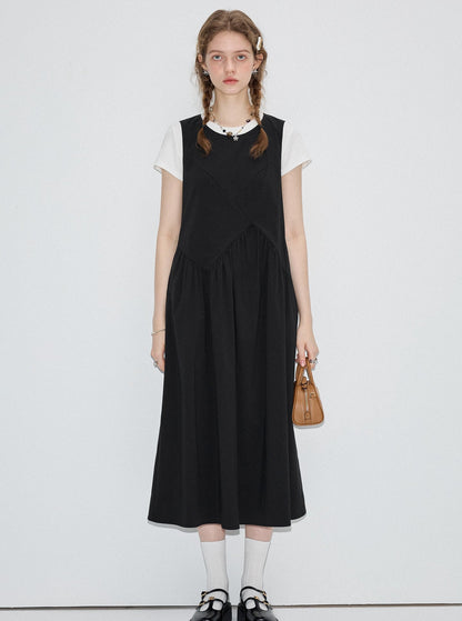 Temperament Irregular Stitched Vest Dress