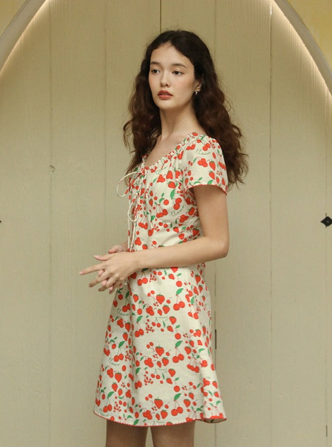 French Fruit Print Dress