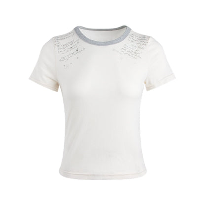 Original Patch Print Short Sleeve Summer Top