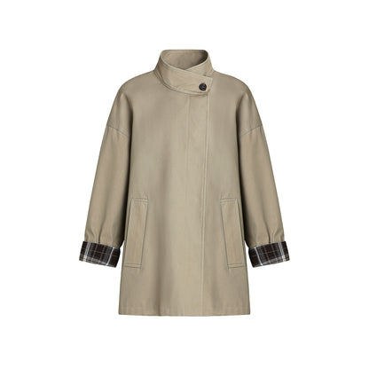 Atmospheric Plaid Patchwork Trench Coat