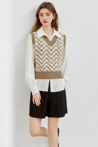 V-Neck Knitted Sweater Vest