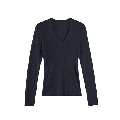 U-Neck Long-Sleeved Knit Top