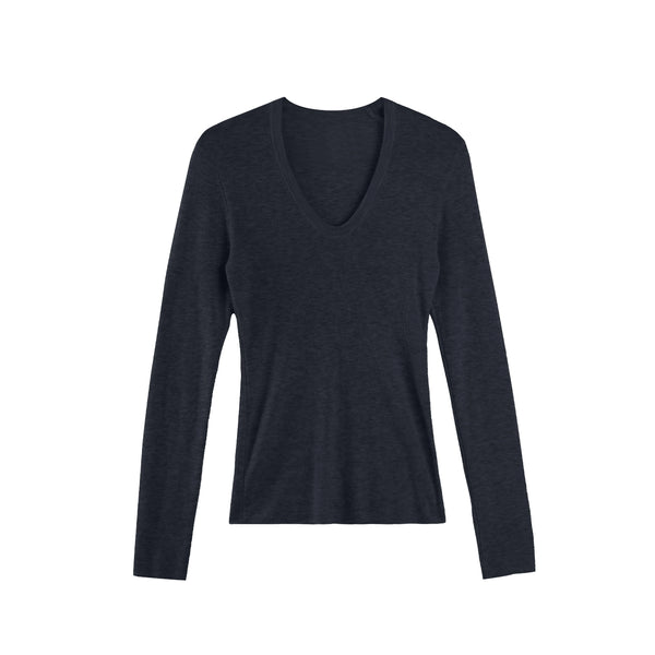 U-Neck Long-Sleeved Knit Top