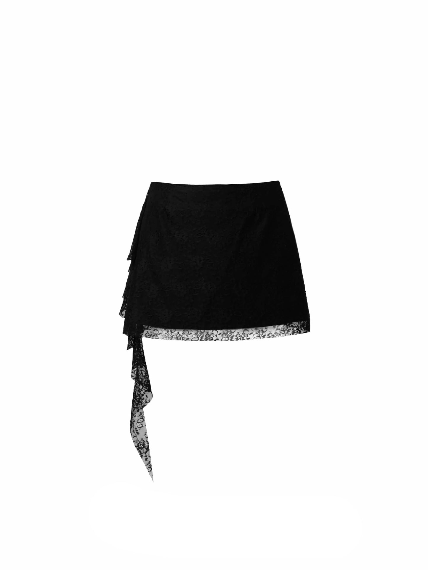 [SNH48 same style] fragile store - Floyd rose black lace one-shoulder short top short skirt