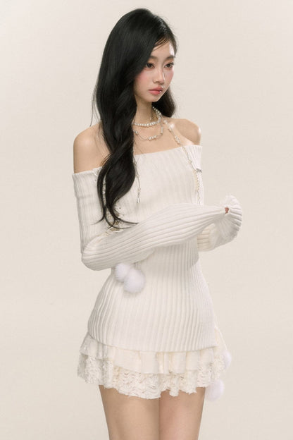 One-Shoulder Long-Sleeve Sweater