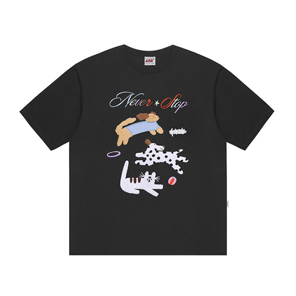 Cat Dog Embroidered T-shirt