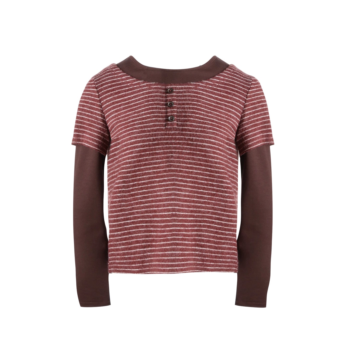 Brushed Stripe Round Neck Long Sleeve Top