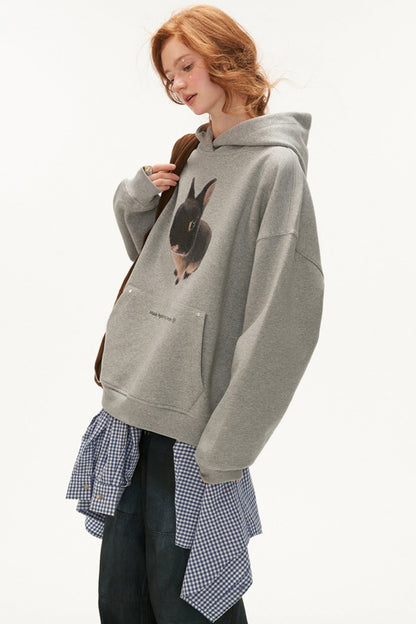 MAMC Cute Bunny Air Layer Hooded Sweatshirt Frauen Herbst/Winter 2024 neue lässige lockere Slouchy Jacke Top