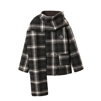 Versatile Checked Woolen Jacket