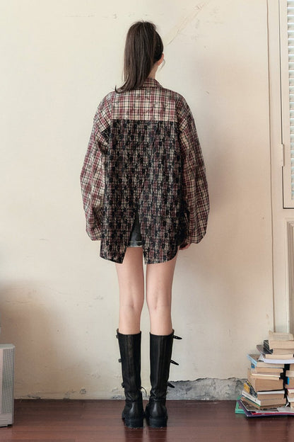 Plaid Patchwork Loose Shirt Jacket