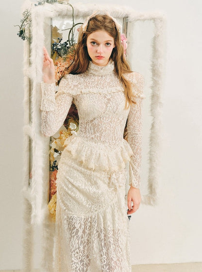 French lace embroidered skirt set