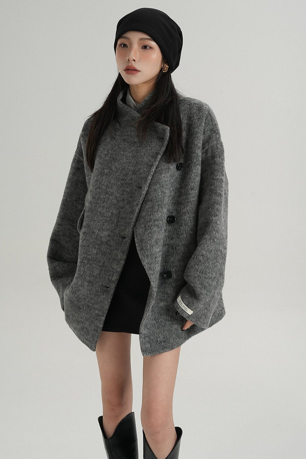 Temperament Double-Faced Tweed Coat