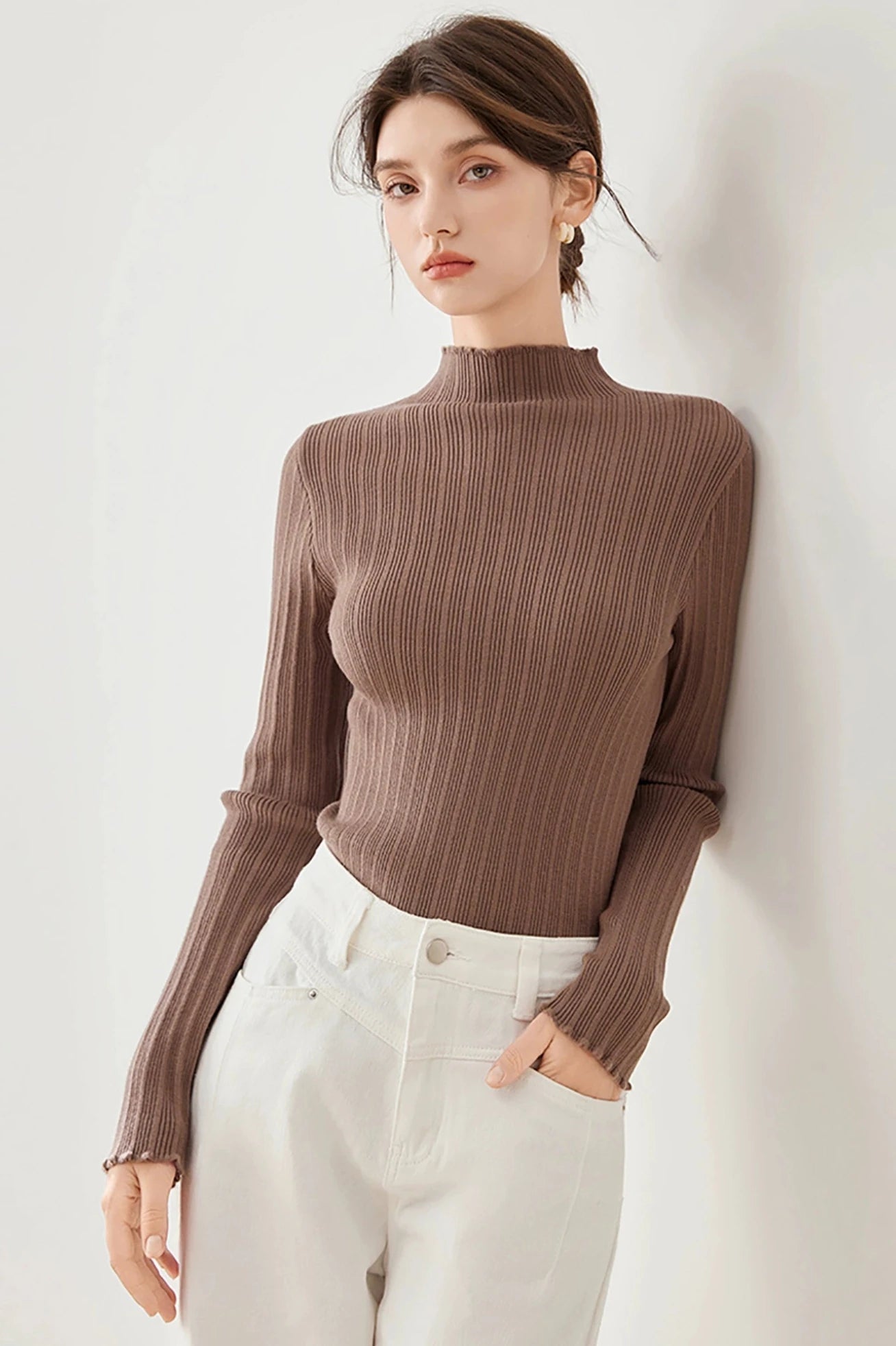 Stitching Crew Neck Pullover Top