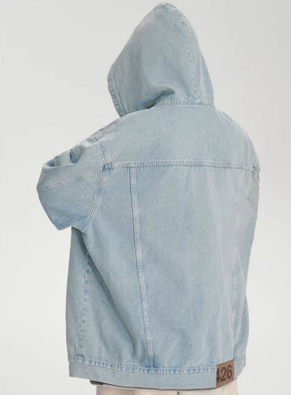 Retro Washed Denim Hooded Jacket